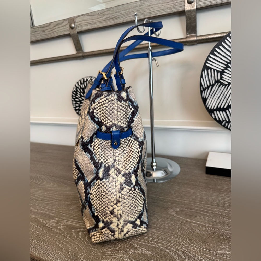 Michael Kors Snake Print Tote in Blue and Tan - Picture 8 of 13